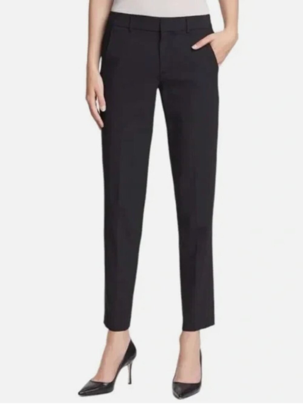 Vince Black Side Strapping Stretch Wool Trousers Pants Minimalist Size 12  EUC